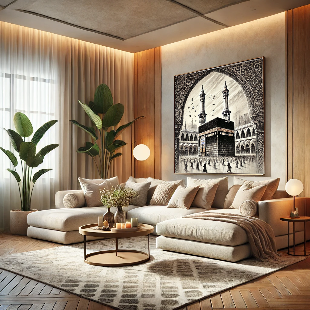 Painting of Kaaba Mecca through an Archway - Wall Art, Home Decor, artwork, drawing, islamic art - available in multiple sizes