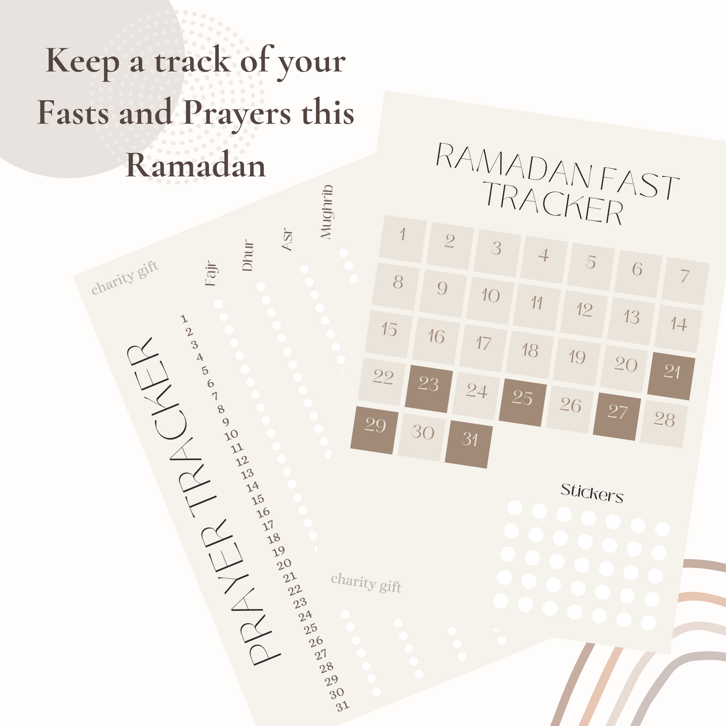 Ramadan Fast and Prayer Tracker Sheets